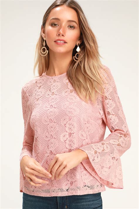 Lovely Blush Pink Lace Top Three Quarter Sleeve Top Pink Top Lulus
