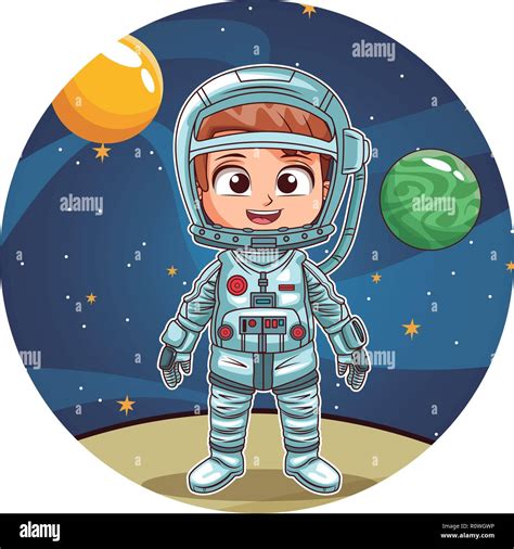 Dessin Animé Garçon Astronaute Image Vectorielle Stock Alamy
