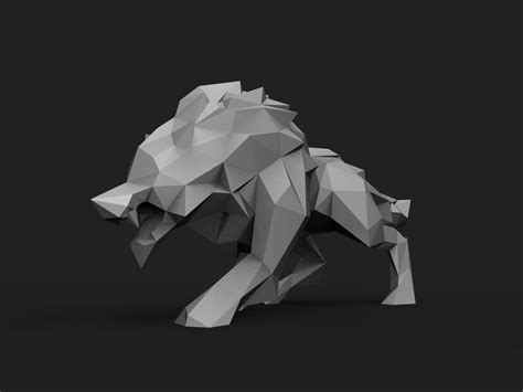 3d Printable Model Wolf Low Poly Cgtrader