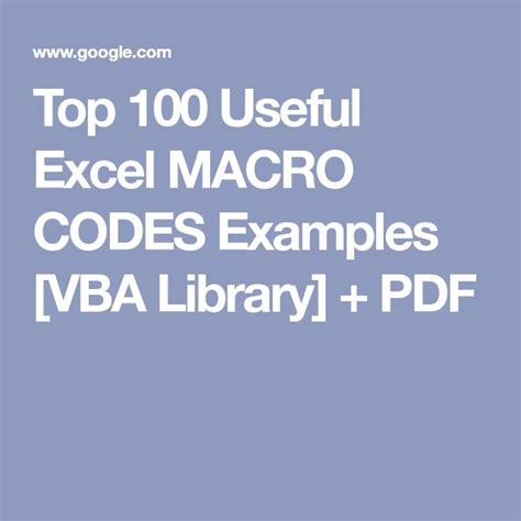 Top Useful Excel Macro Codes Examples Vba Library Pdf Excel