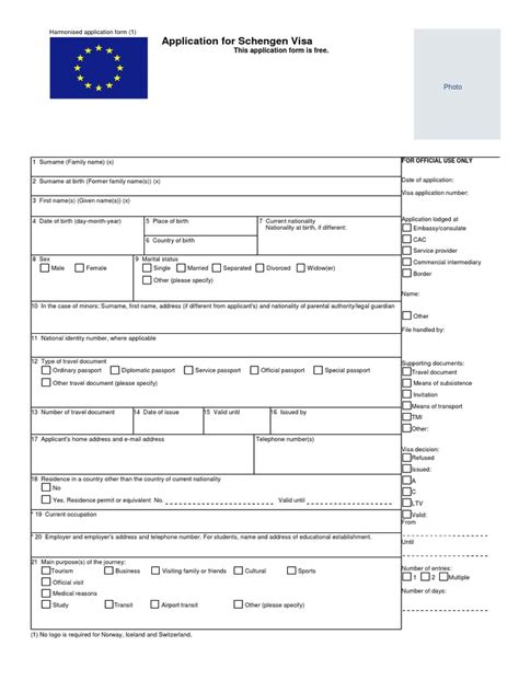 Schengen Visa Application Form Denmark Iceland Travel Visa Official