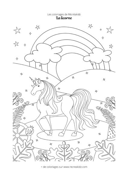 Coloriage Licorne Arc En Ciel à Imprimer En Pdf Dessin De Licorne Arc