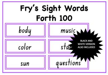 Print out flashcards, worksheets, word wheels, and checklists for learning fry instant words. Fry Sight Words Flash Cards Forth Hundred by Inspire to Educate | TpT