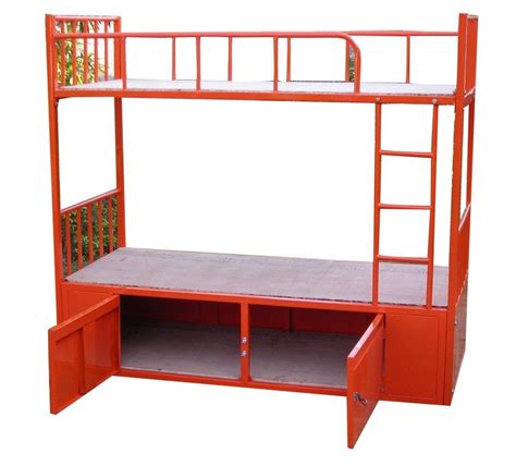 Double Orange Stainless Steel Bunk Bed With Storage Suitable For