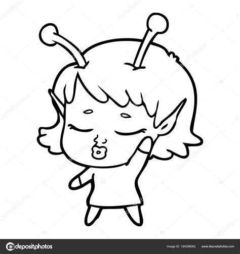 Cute Alien Girl Cartoon Stock Vector By ©lineartestpilot 184098062