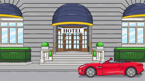 Fancy Hotel Entrance Background Cartoon Vector Clipart Friendlystock