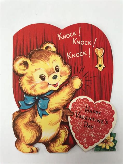 Vintage Valentines Day Card Misprint Bear Etsy Vintage Valentines