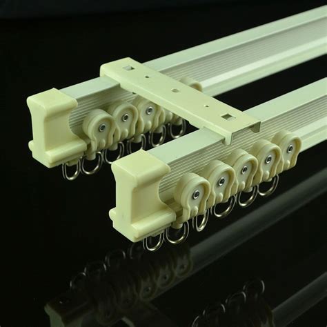 Ceiling fitments and end stops included. CHR8322 Ivory Bendable Double Curtain Tracks Ceiling Mount ...