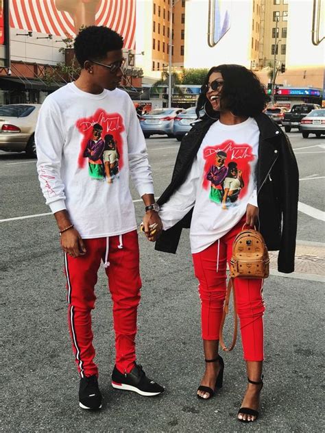 White T Shirt With Red Pant Cool Matching Outfits For Couples On Stylevore
