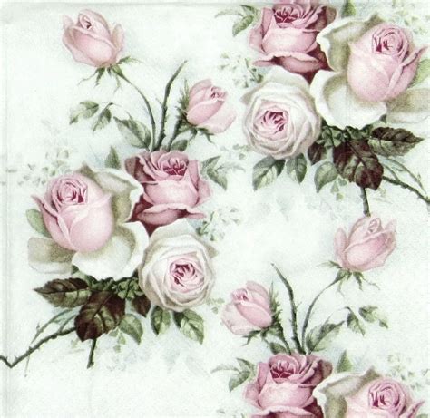 4 X Single Luxury Paper Napkins For Decoupage And Craft Vintage Rose
