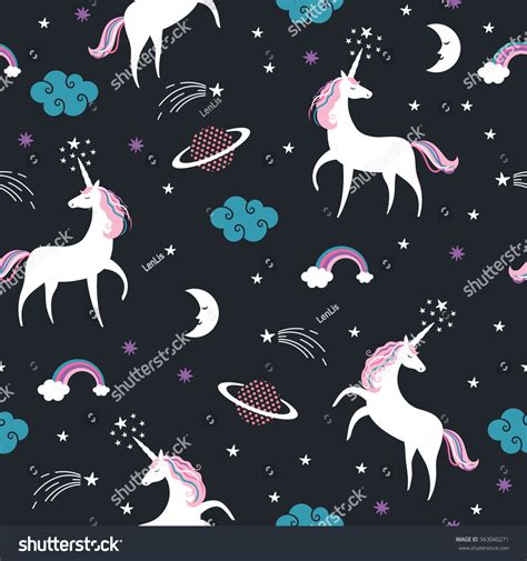 Seamless Pattern Unicorns Theme Stock Vector Royalty Free 563040271