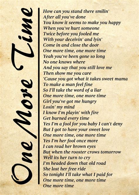 One More Time Lyrics Poster Picture Metal Print Paint By Kevin