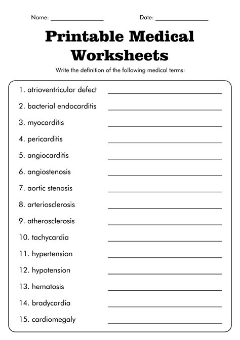 Free Printable Medical Terminology Worksheets Printable Blank World