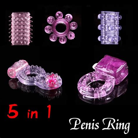 Check Cost 5 In 1 Penis Ring Soft Elastic Hypoallergenic Vibrating Rings Coke Sleeve