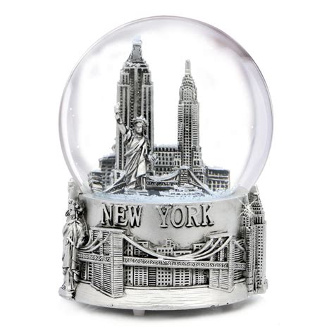 Musical Silver New York City Skyline Snow Globe Souvenir