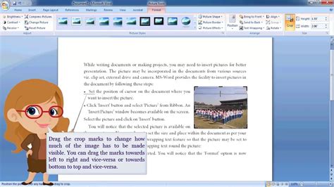 Ms Word 2007 Cropping A Picture Youtube