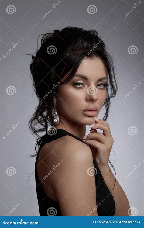classic smokey makeup on woman face beautiful big eyes fashion perfect makeup expressive eyes