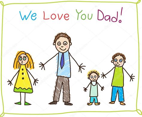 Kids Drawing Fathers Day — Stock Vector © Primovich
