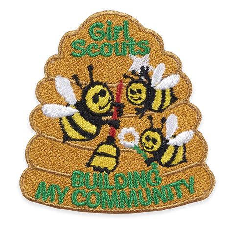 Building My Community Bees Iron On Patch Girl Scout Fun Patches Girl