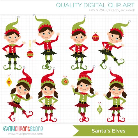 15 Elf Vector Graphics Images Christmas Santa Elves Clip Art