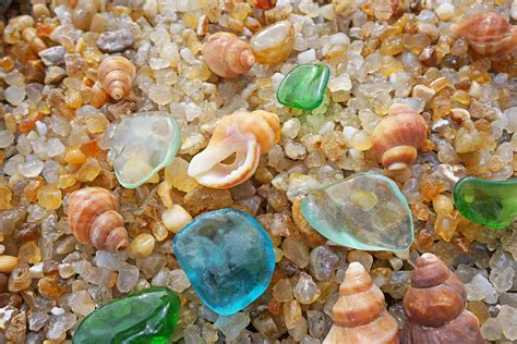 Blue Sea Glass Art Prints Rock Garden Shells Agates Photograph By Patti