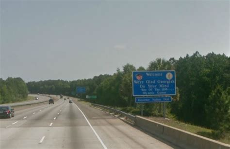 Entering Georgia From Florida On Interstate 95 Highway Signs Route