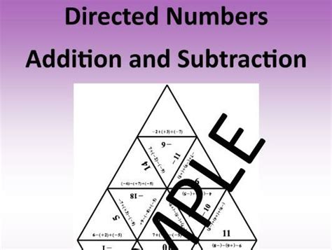 Directed Numbers Addition And Subtraction Math Puzzle Teaching