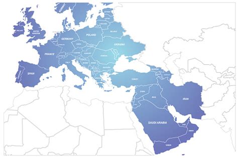 Europe And Middle East Countries Map Vector Map Of European Arab Stock