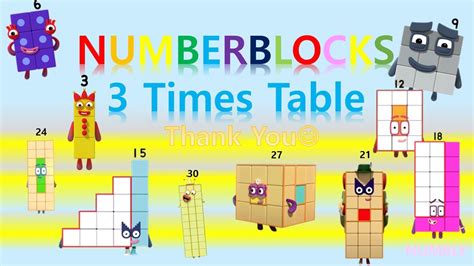 Learn 3 Times Table Numbly Study With Numberblocks Multiplication