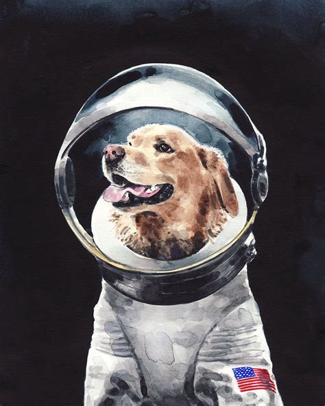 Art Print Astronaut Dog Space Themed Nursery Nursery Art Etsy Dog