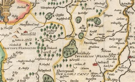 Old Map Of Nottinghamshire 1611 By John Speed Nottingham Etsy