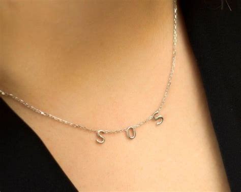 Initial Necklace Bridesmaid Gift Moms Gift Name Necklace Etsy
