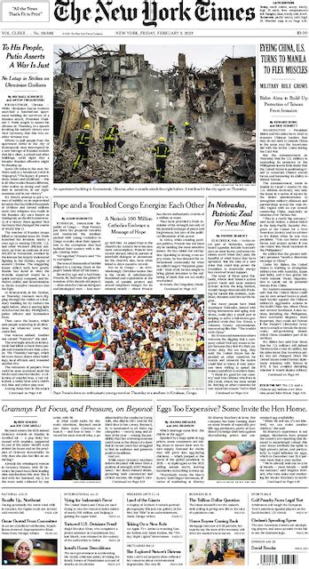 The New York Times In Print For Friday Feb 3 2023 The New York Times