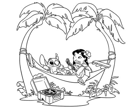 Lilo And Stitch On A Hammock Coloring Book To Print And Online