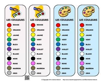 French Color Vocabulary Bookmarks by Donna Antovel | TpT