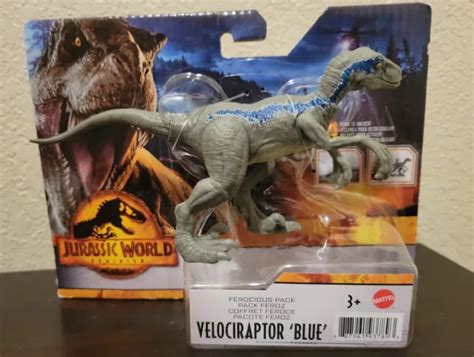 Nib Mattel Jurassic World Dominion Ferocious Pack Velociraptor Blue Dinosaur Toy 1100 Picclick
