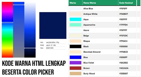Inilah Kode Warna Html Lengkap Html Color Code And Color Picker