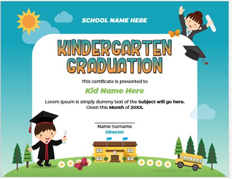 Kindergarten Graduation Certificate Templates For Word 5