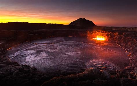 Africa Ethiopia Volcano Lava Mountains Dawn Wallpaper Nature And