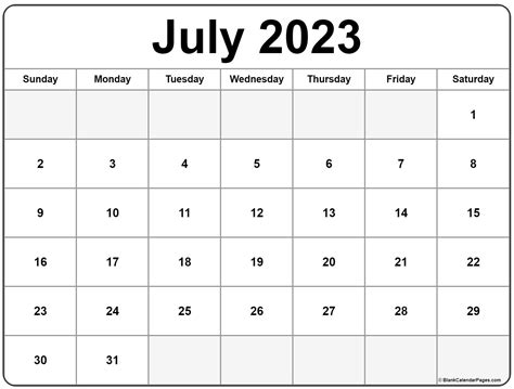Printable Calendar July 2023 2023 Calendar