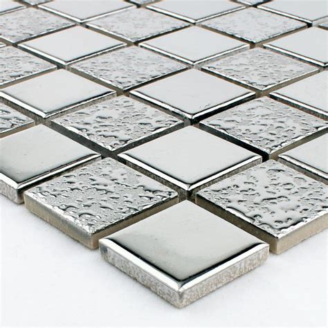 Porcelain Tile Backsplash Kitchen Silver Ceramic Mosaic Mirror Hd 063