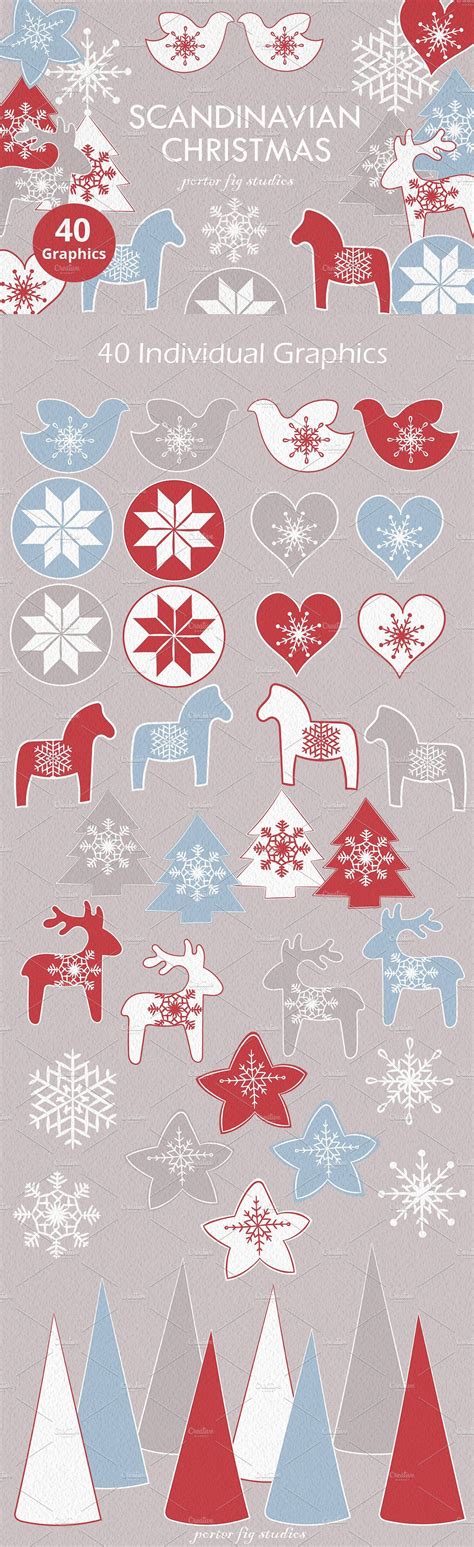 Scandinavian Christmas Graphics Set Christmas Graphics Christmas