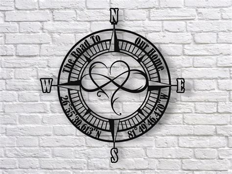 Personalized Infinity Heart Compass Sign Metal Compass Wall Etsy