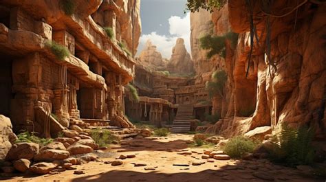 Premium Ai Image Ancient Sandstone Tomb Ruins Showcase East Asian Culture