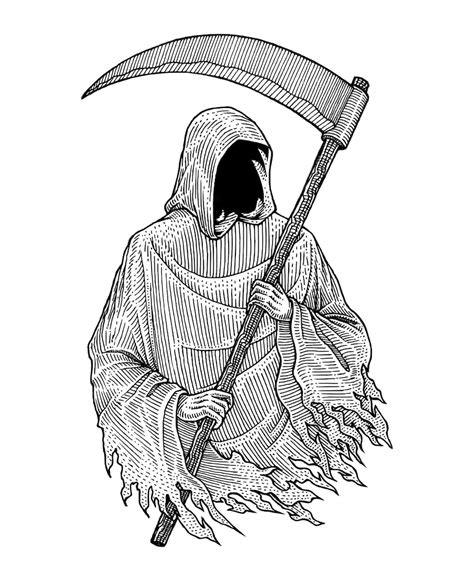 Premium Vector Creepy Grim Reaper Holding Scythe
