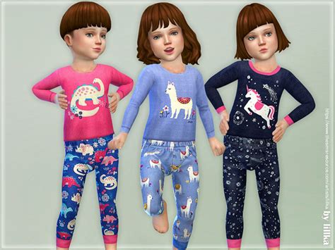 Lillkas Bedtime Cuddles Pyjama Sims 4 Cc Kids Clothing Sims 4