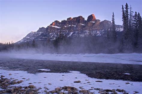 Wallpaper Park Morning Winter Light Mist Mountain Canada