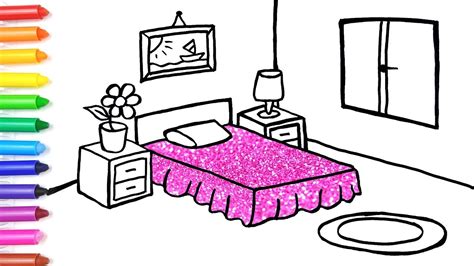 Glitter Bedroom Drawing And Coloring For Kids Jolly Art ♡ Youtube