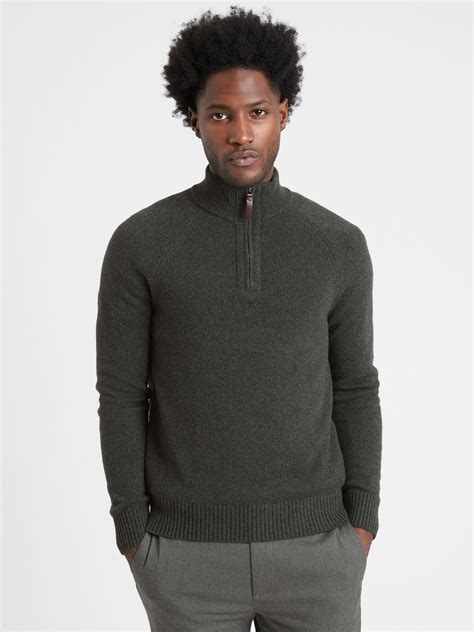 Italian Wool Blend Half Zip Sweater Banana Republic® Uk