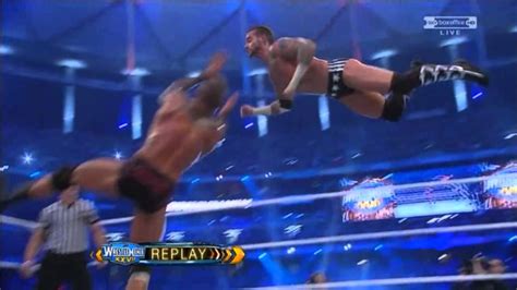 Randy Orton RKO CM Punk In Mid Air At Wrestlemania YouTube
